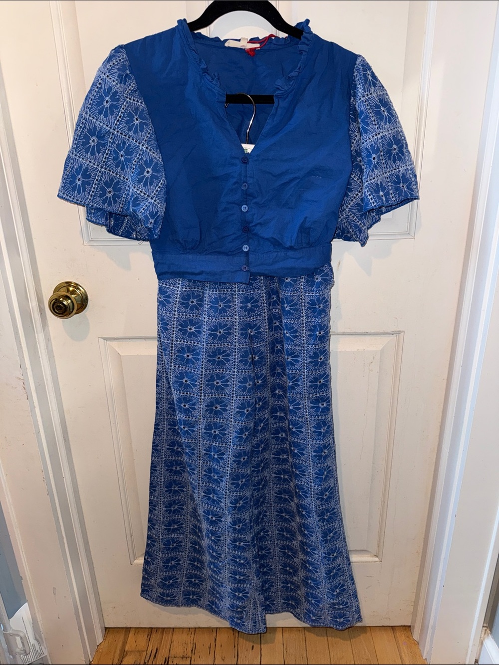 Solitaire Royal Blue Blouse with Subtle Ruffle set